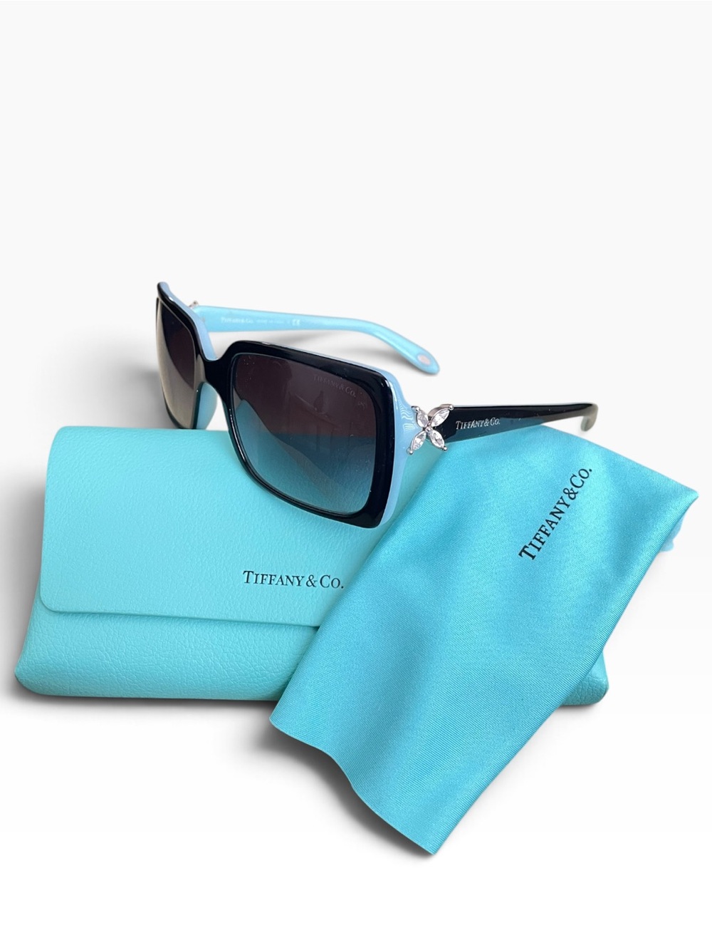 Tiffany & Co. TF4047-B 8055 3C Women's Black on Tiffany Blue Sunglasses & Case